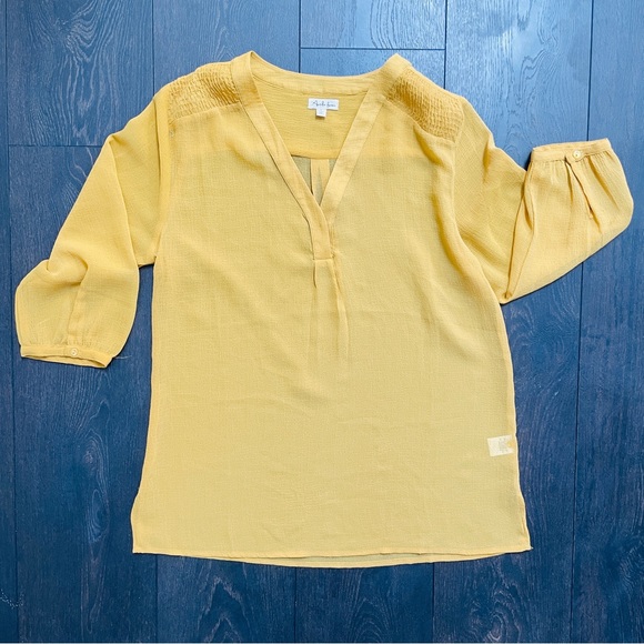 Antilia Femme Yellow Bubble Sleeve Top - Picture 2 of 11